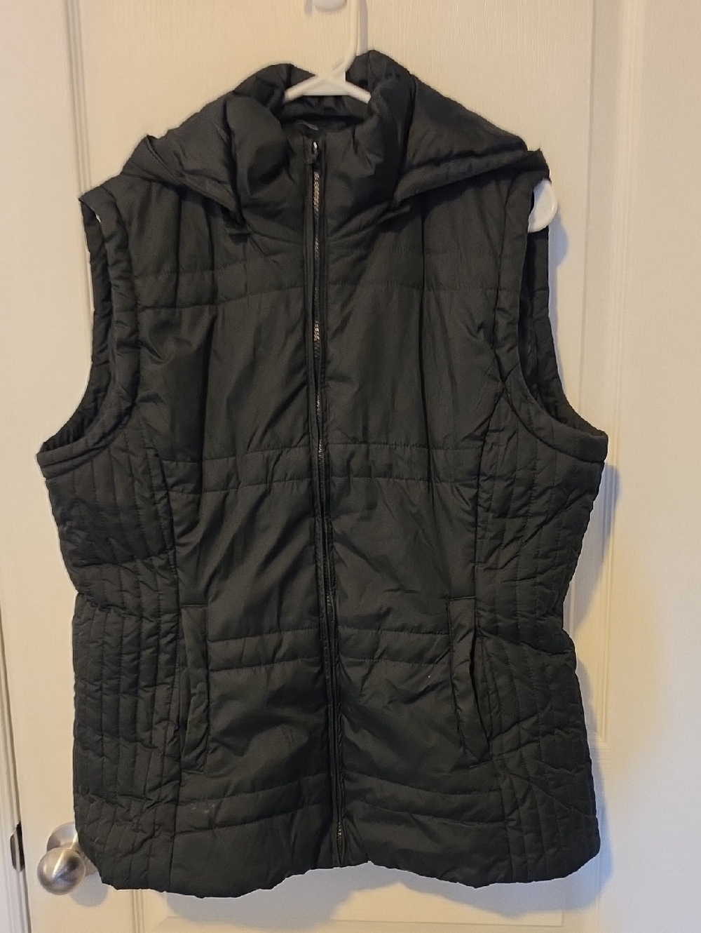 New York & Company Black Quilted Hooded Vest